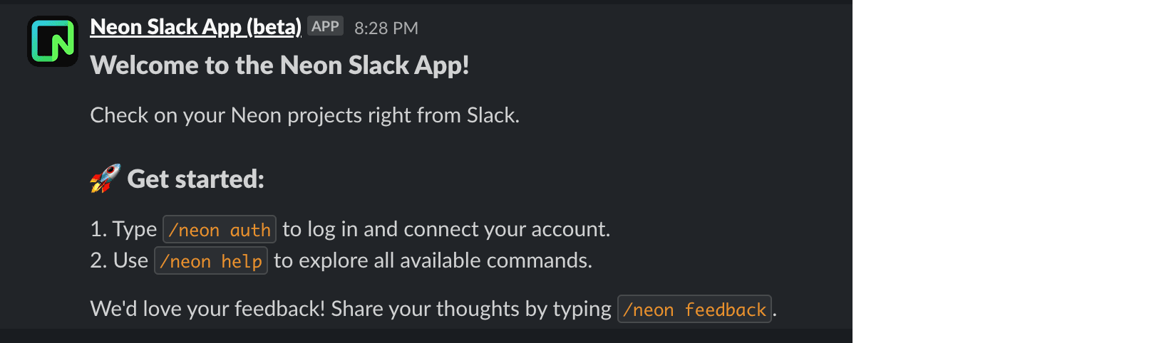 Neon Slack App